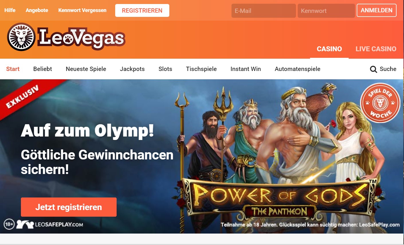 Screenshoot vom Casino Leo Vegas